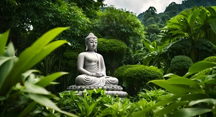 Wall Mural - Buddha statue in a garden.