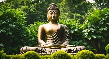 Wall Mural - Buddha statue in a garden.