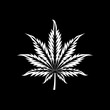 logo simple en blanco y negro de una planta de marihuana