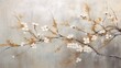 Japandi Minimalist Abstract Floral Vintage Painting Generative AI
