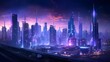 © Iman - Futuristic city at night. Panoramic view of the city.