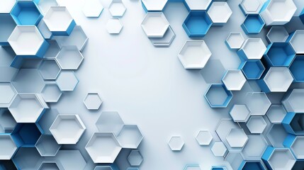 Wall Mural - A blue and white image of hexagons, abstract and modern, futuristic feel