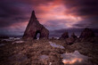 Splendid sunrise between the rocks of Campiecho beach in Asturias