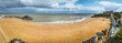 Panoramic image of the beautiful sandy Viking Bay beach in Broadstairs, Kent, UK during springtime.