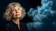 old woman with Regret: Eyes cloud, shoulders sag, haunted by what could've been