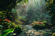 Dreamy fairytail deep tropical jungle background. High quality photo