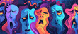 ©  Mohammad Xte - Abstract Background faces for mental illness, psychology, stress wallpaper illustration