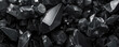 Black crystals, closeup macro detail - abstract crystalline background. Generative AI