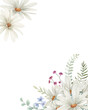 Watercolor daisy frame. Botanical design. Hand drawn illustration