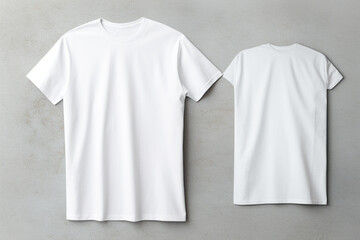 Sticker - a white t shirt mockup on a grey background, in the style of minimalist monochromes сreated with Generative Ai