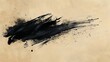 Abstract Black Ink Brush Stroke on Beige Paper Generative AI