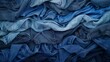 Assorted Crumpled Blue Jeans in a Top View Stack Generative AI