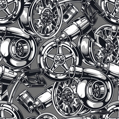 Sticker - Car parts seamless pattern monochrome