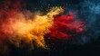 Vibrant Holi Powder Burst in Spanish Flag Colors Generative AI