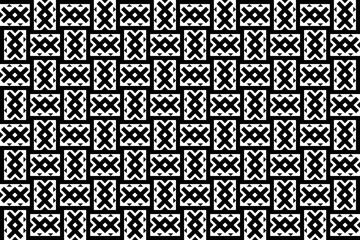Poster - Abstract seamless repeating pattern. Black and white seamless geometric textile pattern. Abstract mosaic tile wallpaper decor.
