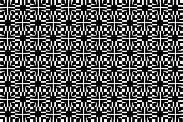 Poster - Abstract seamless repeating pattern. Black and white seamless geometric textile pattern. Abstract mosaic tile wallpaper decor.
