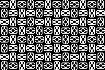 Poster - Abstract seamless repeating pattern. Black and white seamless geometric textile pattern. Abstract mosaic tile wallpaper decor.