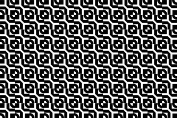 Poster - Abstract seamless repeating pattern. Black and white seamless geometric textile pattern. Abstract mosaic tile wallpaper decor.