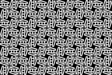 Poster - Abstract seamless repeating pattern. Black and white seamless geometric textile pattern. Abstract mosaic tile wallpaper decor.