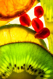 Fototapeta  - różne smaczne, zdrowe i kolorowe owoce tropikalne