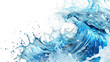 Blue water splash on white background, abstract realistic illustration.