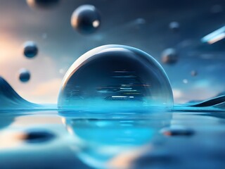 Wall Mural - Blurred futuristic background, floating surface in the foreground, high quality