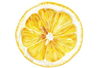 Poster - Lemon Slice Close Up on White Background
