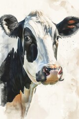 Wall Mural - Black and White Cow Painting