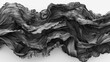   A monochrome image of a wave formed from black and white material against a pristine white backdrop, displayed on a white surface