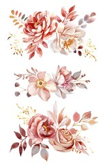 Poster - Colorful flowers on white background