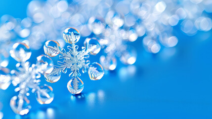 Poster - A snowflake is surrounded by a blue background