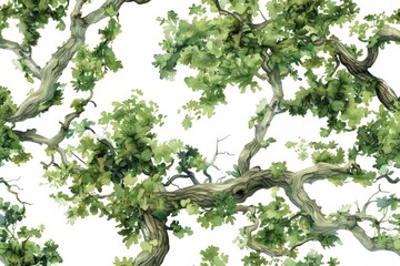 Poster - Green leaves on tree painting