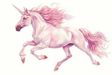 Aufkleber - White Horse Galloping with Pink Mane