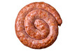 Delicious grilled sausage in the form of a ring with salt, spices and herbs