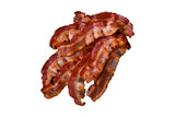Fototapeta Desenie - Delicious fresh fried bacon with salt and spices on a dark background