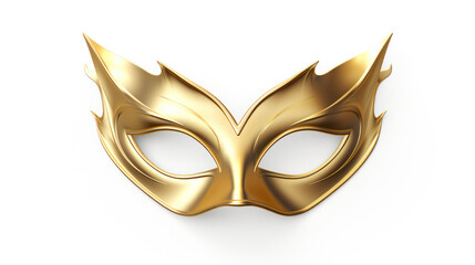 Luxurious Golden Masquerade Mask on White Background: Festive Party and Celebration Theme