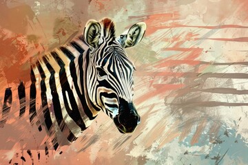Poster - Zebra Head Digital Painting