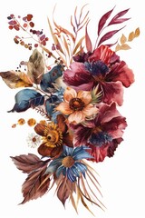 Poster - Flowers Bouquet on White Background