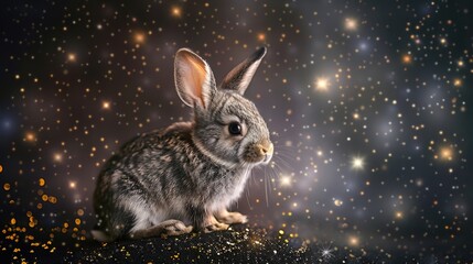 Poster - Rabbit on Black Surface