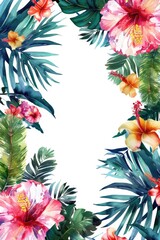 Poster - Tropical Leaves and Flowers Frame