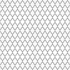 Poster - Moroccan seamless patern. Repeating morocco motif. Black patternes isolated on white background. Repeated indian tile. Islam simple cutting ornament. Simple arab repeat trellis. Vector illustration