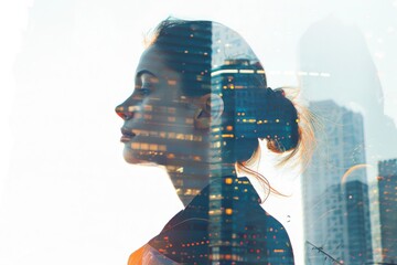 Poster - Woman Standing by City Window