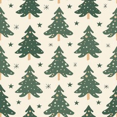 Poster - Christmas Trees Pattern with Stars and Snowflakes