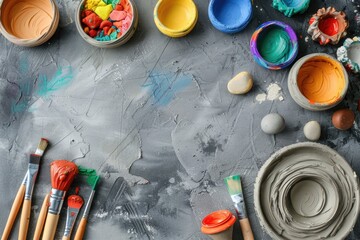 Poster - Paint Brushes on Table
