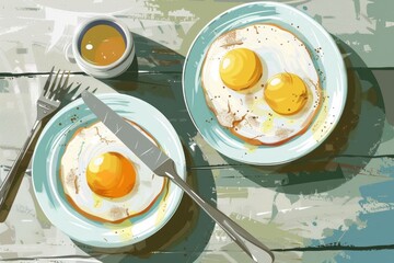 Poster - Breakfast setting with eggs