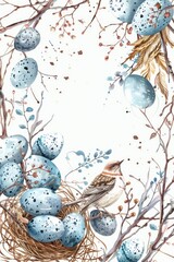 Aufkleber - Bird on Nest with Eggs