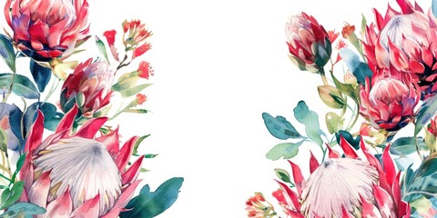 Aufkleber - Colorful flowers on white background