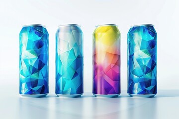 Aufkleber - Three cans of soda on table