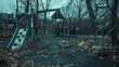 Desolate Playground in Autumn Twilight