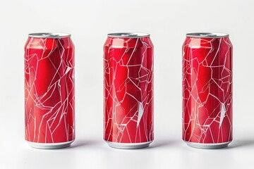 Three soda cans on table